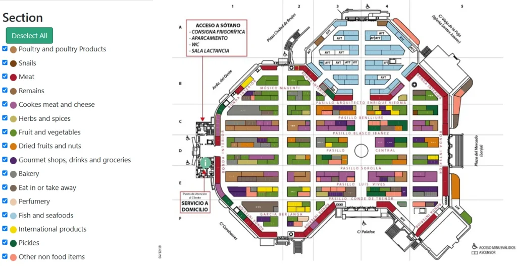 Valencia Central Market map